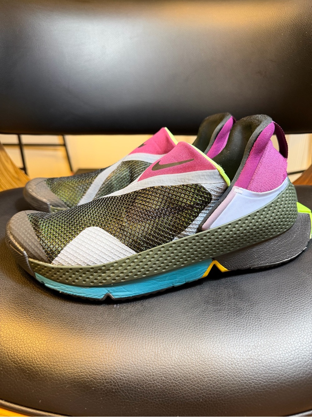 Size 8 - Nike GO FlyEase Black Lime Glow